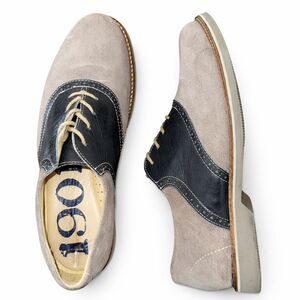 1901 Oxford Dress Shoes Gray Suede Navy Leather Contrast Vamp Lace Up Mens 12M